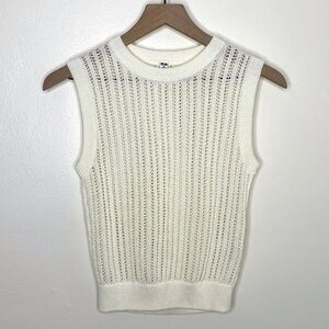 Uniqlo Linen Blend Crochet Sweater Vest